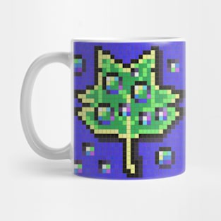 Green Leaf With Water Droplets Pixel Painting Mug